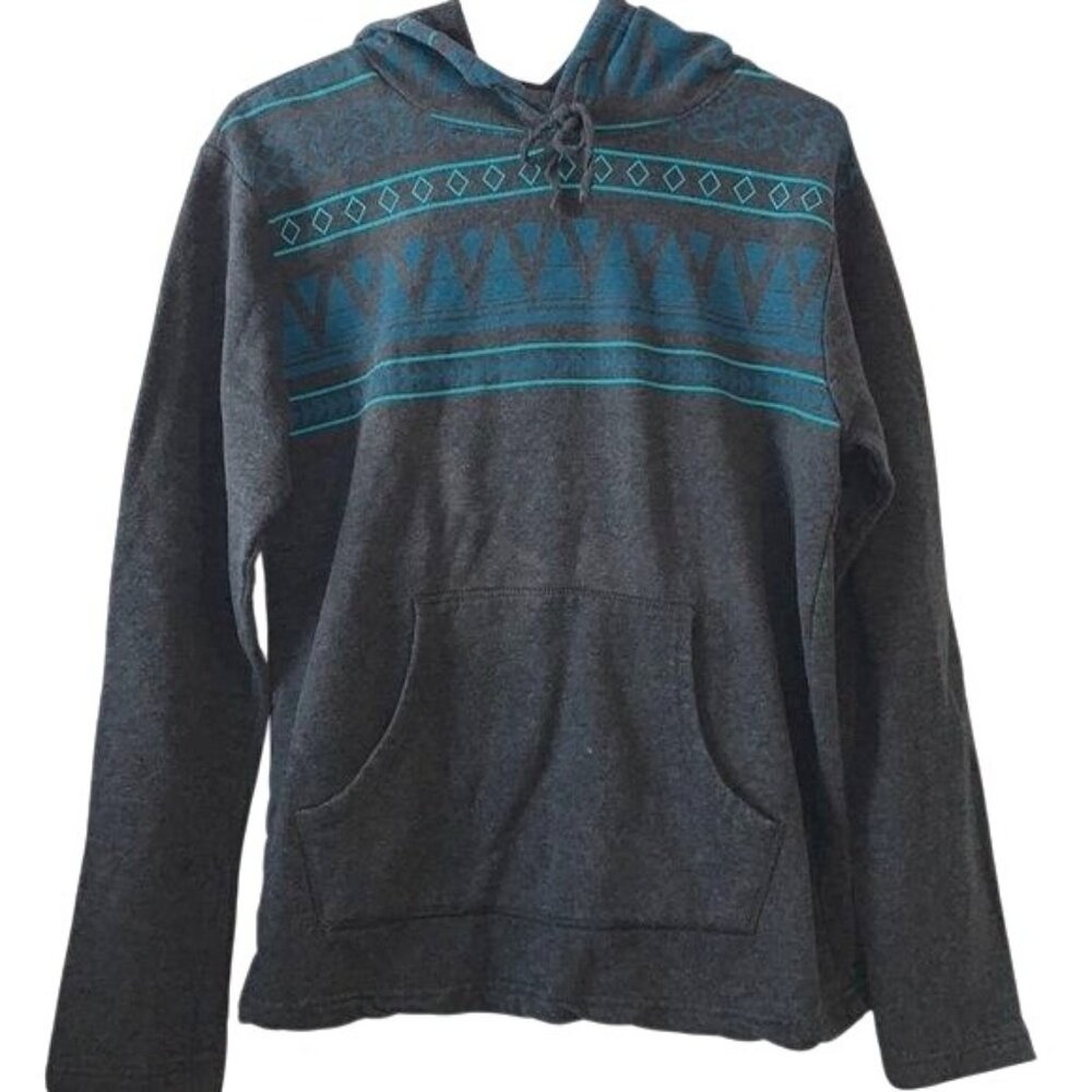 Rustic Souls S Gray & Teal Patterned Hoodie